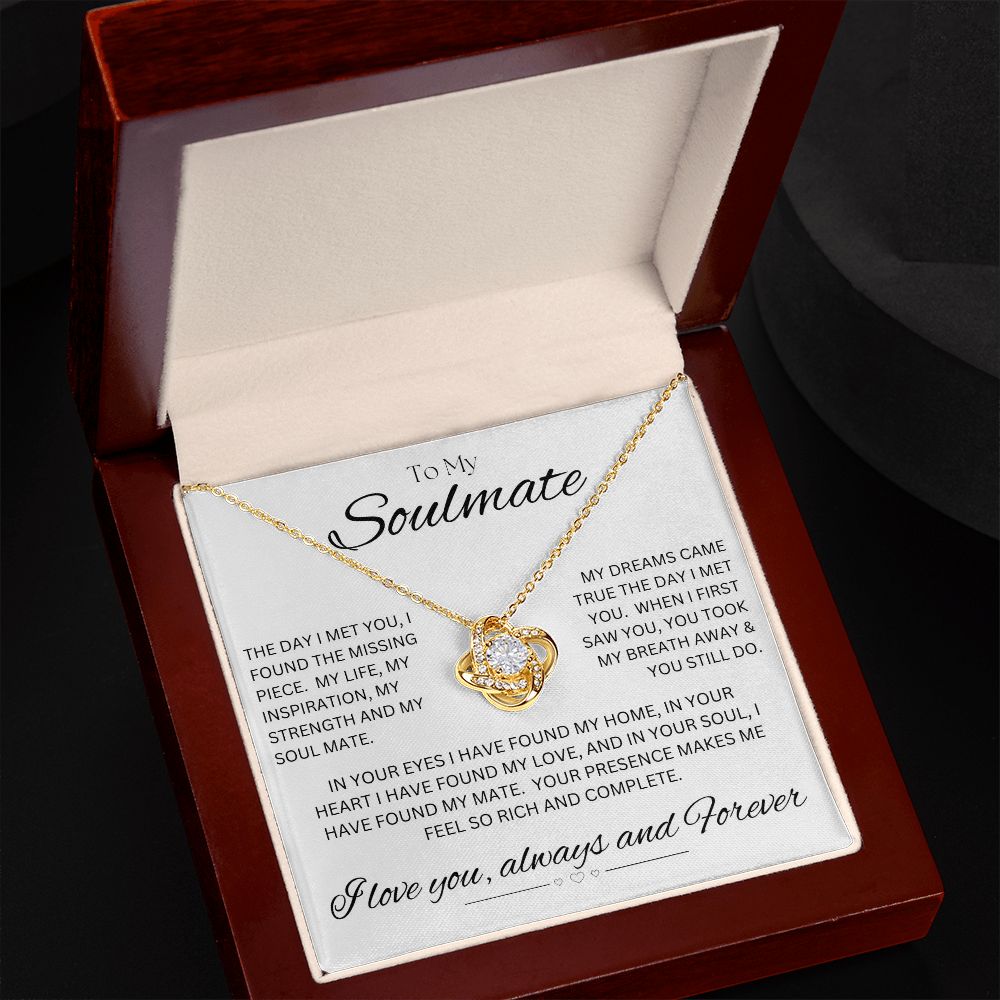 TO MY SOULMATE - My Missing Piece - Love Knot Necklace (White background)
