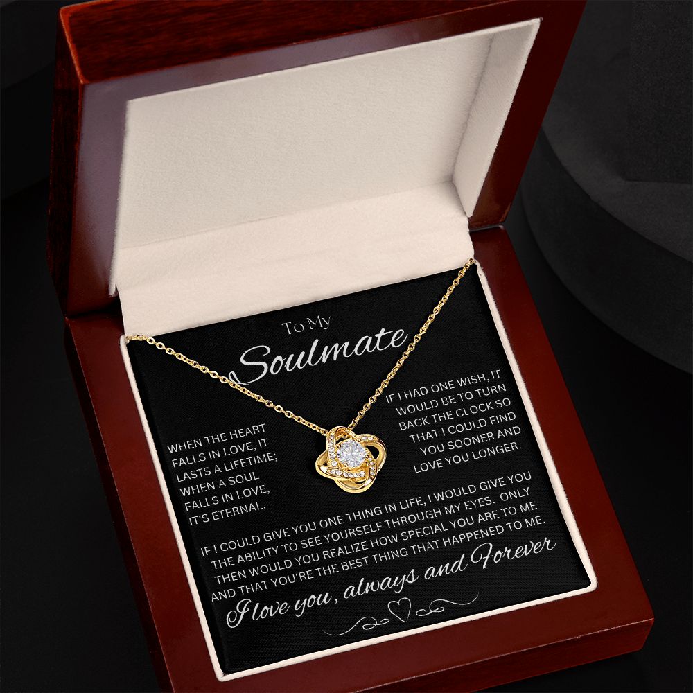 TO MY SOULMATE - Eternal Gift - Love Knot Necklace (Black background)