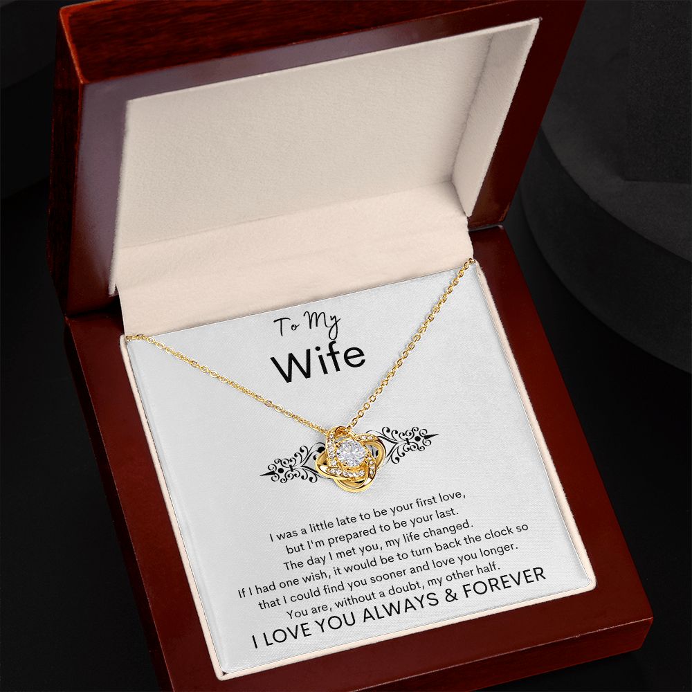 TO MY WIFE - Your Last - Love Knot Necklace (White background)