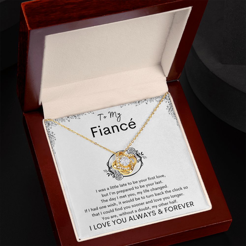 TO MY FIANCE - My Other Half - Love Knot Necklace (White background)