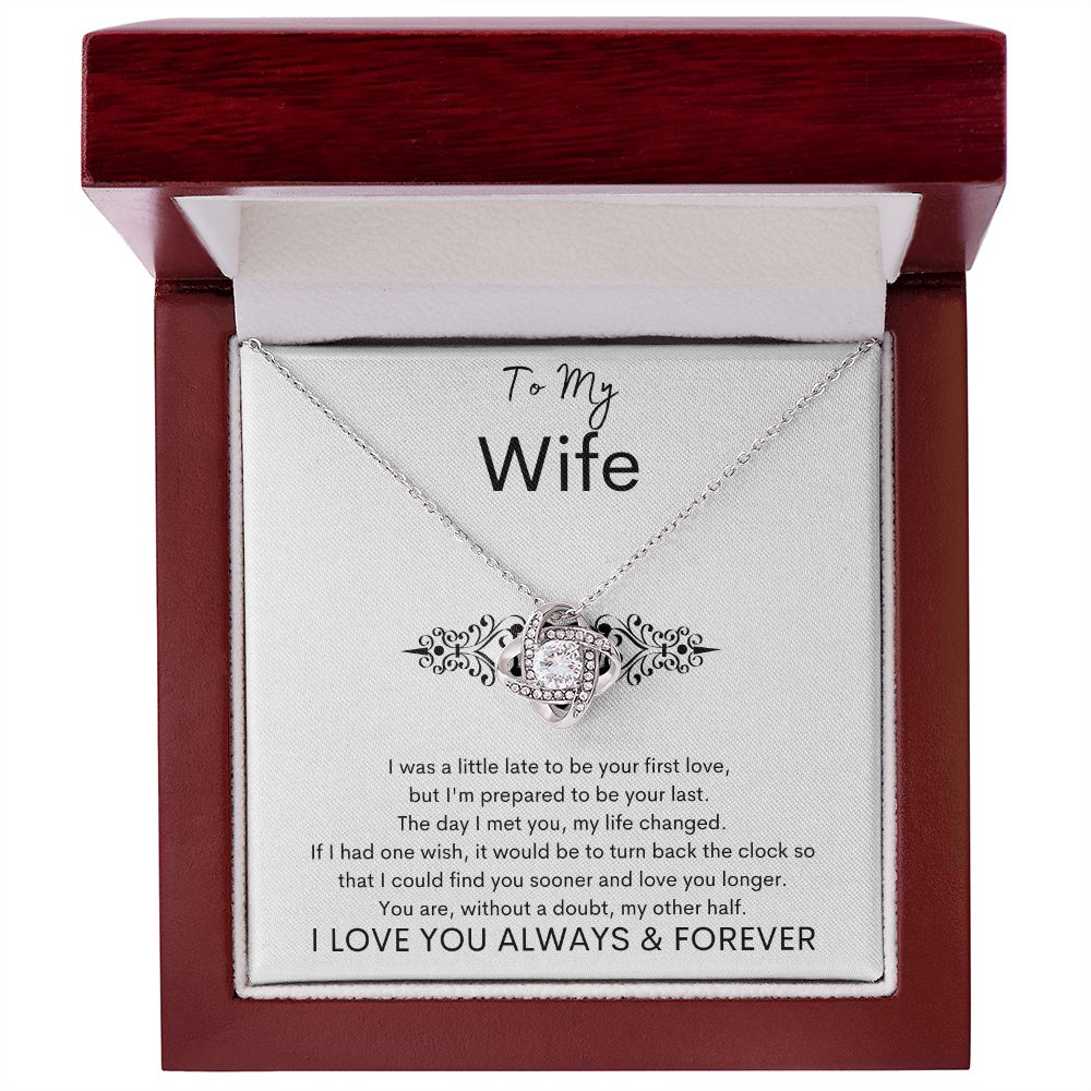 TO MY WIFE - Your Last - Love Knot Necklace (White background)