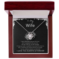 TO MY WIFE - My Other Half - Love Knot Necklace (Black background)