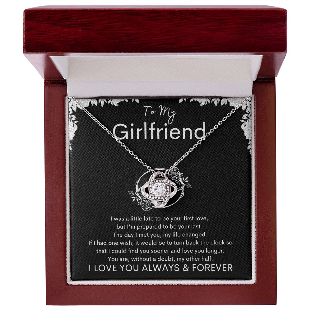 TO MY GIRLFRIEND - My Other Half - Love Knot Necklace (Black background)