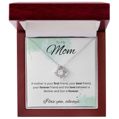TO MY MOM - I love you always..., Son - Love Knot Necklace (White watercolor background)