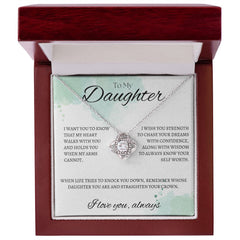 TO MY DAUGHTER - I LOVE YOU ALWAYS - Love Knot Necklace (White watercolor background)