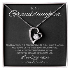 TO MY GRANDDAUGHTER - Love Grandpa - Forever Love Necklace (Black background)