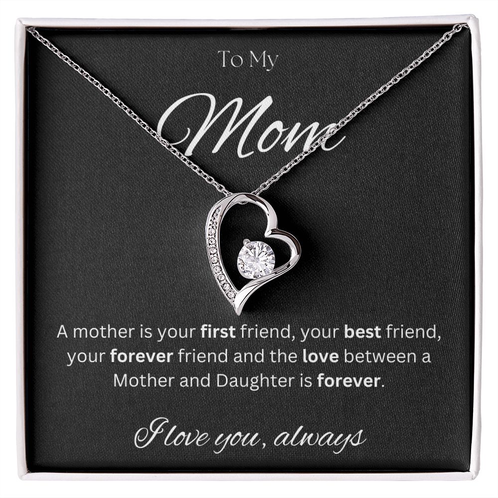 TO MY MOM - Between a Mother and Daughter - Forever Love Necklace (Black background)