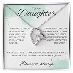 TO MY DAUGHTER - I love you always - Forever Love Necklace (White & watercolor background)