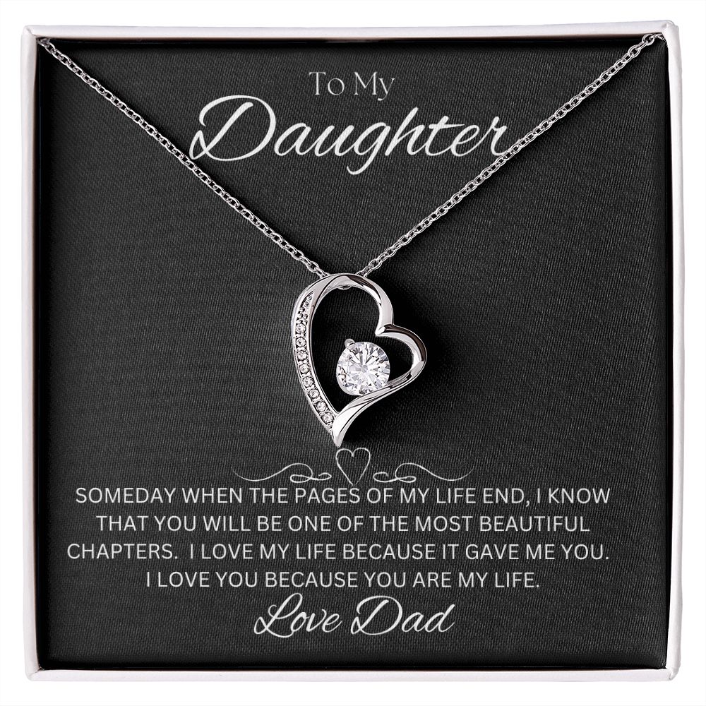 TO MY DAUGHTER - Love Dad - Forever Love Necklace (Black background)