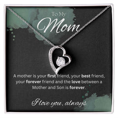 TO MY MOM - Between a Mother and Son - Forever Love Necklace (Black & watercolor background)