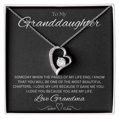 TO MY GRANDDAUGHTER - Love Grandma - Forever Love Necklace (Black background)
