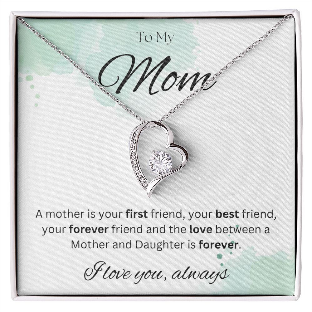 TO MY MOM - I love you always - Forever Love Necklace (White & watercolor background)