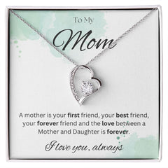 TO MY MOM - I love you always - Forever Love Necklace (White & watercolor background)