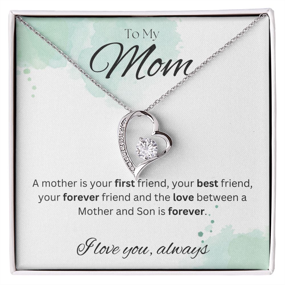 TO MY MOM - Between a Mother and Son - Forever Love Necklace (White & watercolor background)