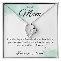 TO MY MOM - Between a Mother and Son - Forever Love Necklace (White & watercolor background)