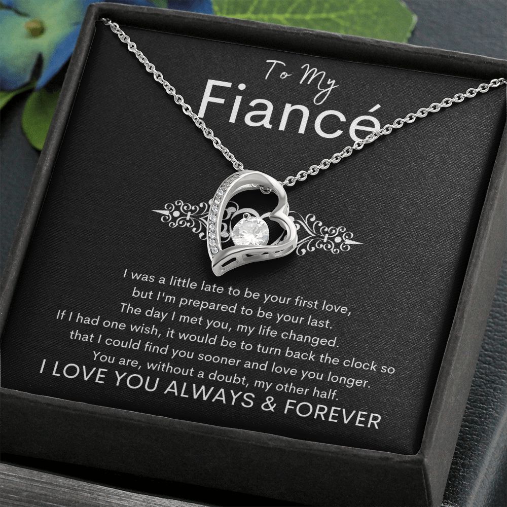 TO MY FIANCE - My Other Half - Forever Love Necklace (Black background)