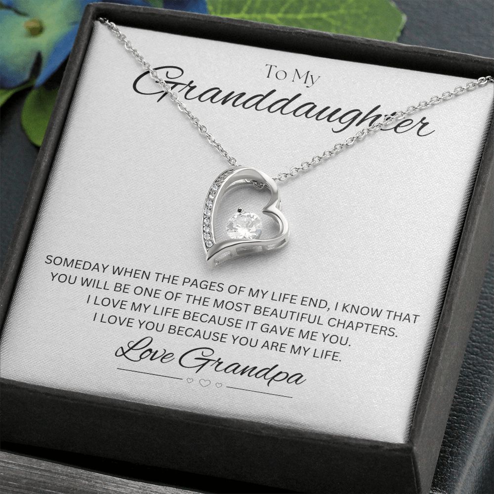 TO MY GRANDDAUGHTER - Love Grandpa - Forever Love Necklace (White background)