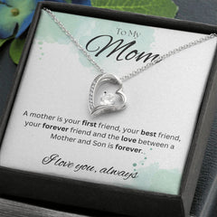 TO MY MOM - Between a Mother and Son - Forever Love Necklace (White & watercolor background)