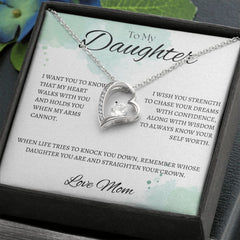 TO MY DAUGHTER - Love Mom - Forever Love Necklace (White & watercolor background)