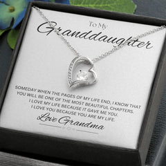 TO MY GRANDDAUGHTER - Love Grandma - Forever Love Necklace (White background)