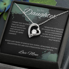 TO MY DAUGHTER - Love Mom - Forever Love Necklace (Black & watercolor background)