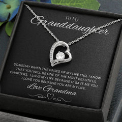 TO MY GRANDDAUGHTER - Love Grandma - Forever Love Necklace (Black background)