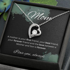 TO MY MOM - Between a Mother and Son - Forever Love Necklace (Black & watercolor background)