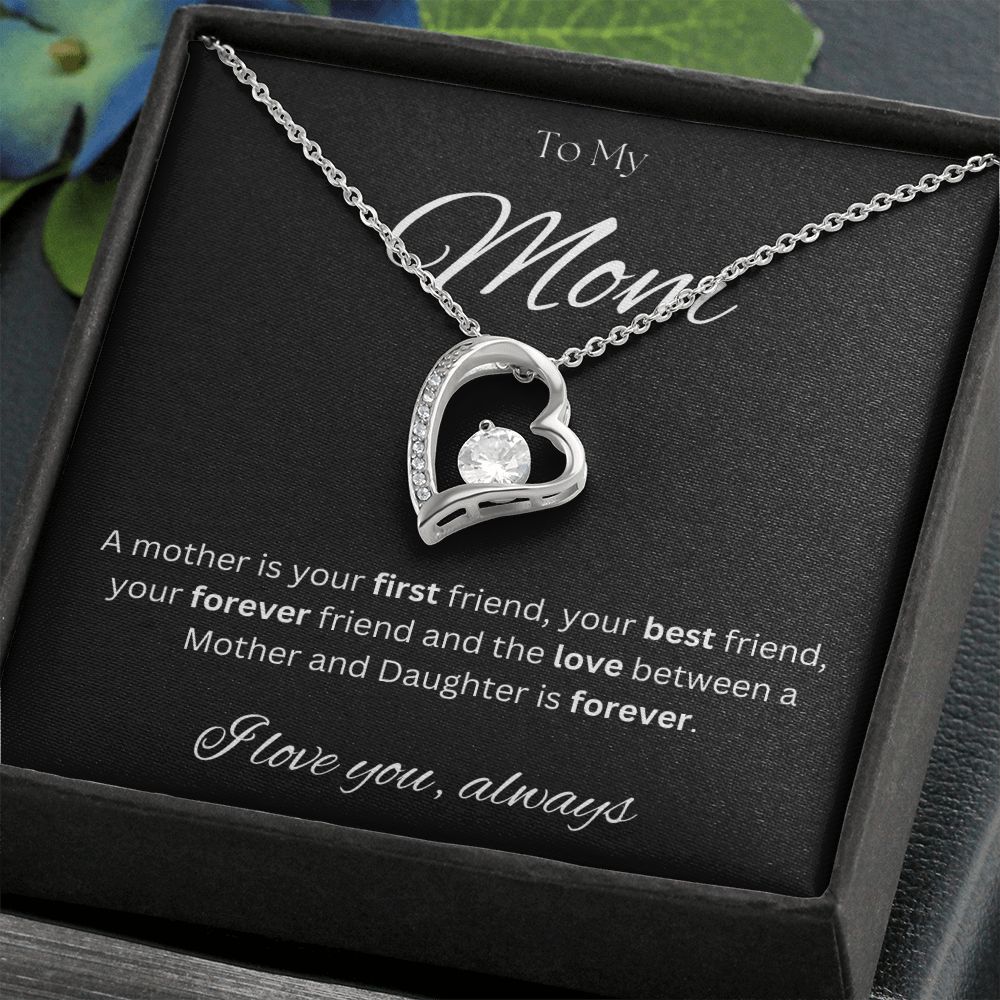 TO MY MOM - Between a Mother and Daughter - Forever Love Necklace (Black background)