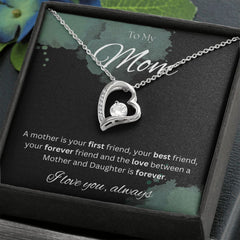 TO MY MOM - I love you always - Forever Love Necklace (Black & watercolor background)