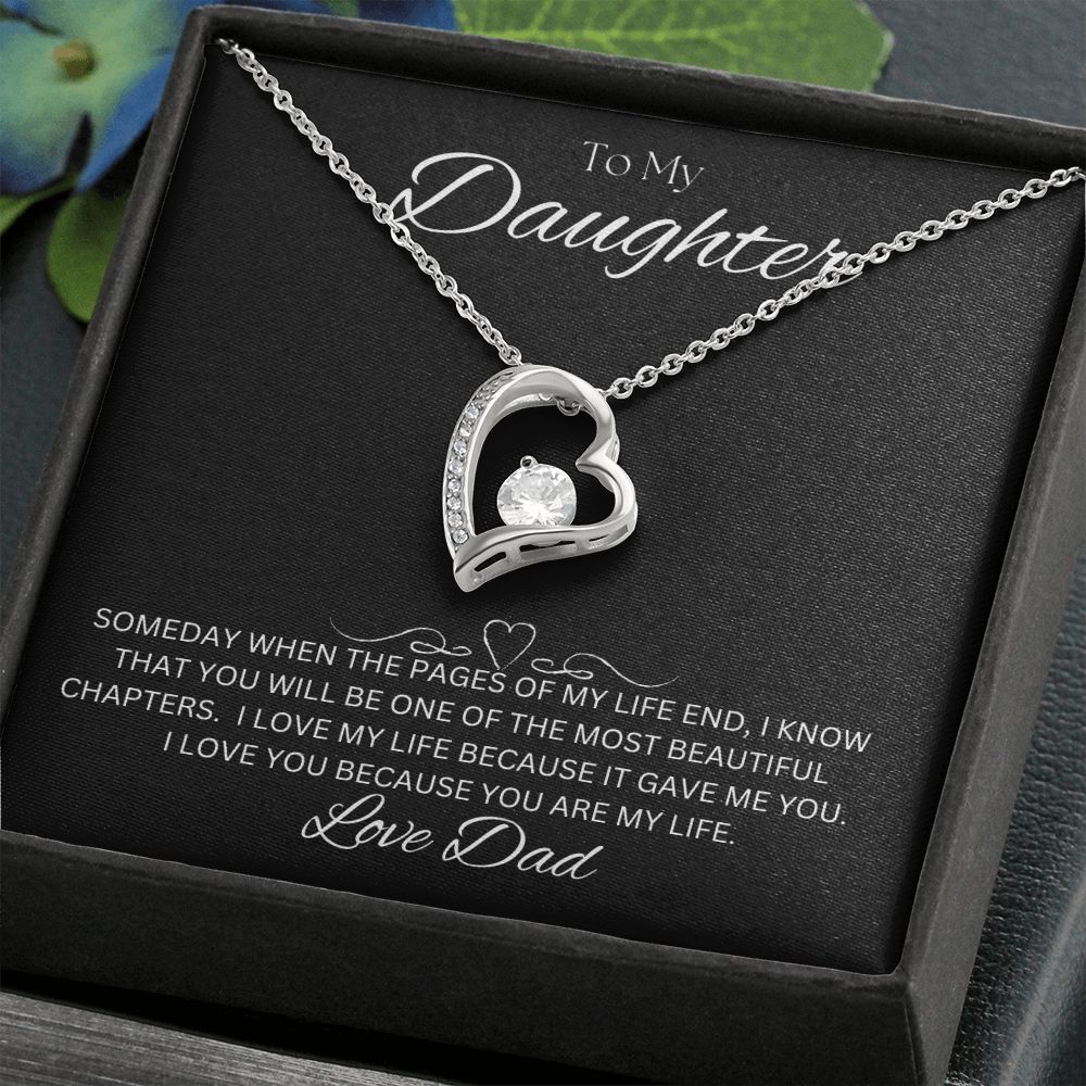 TO MY DAUGHTER - Love Dad - Forever Love Necklace (Black background)