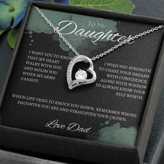 TO MY DAUGHTER - Love Dad - Forever Love Necklace (Black & watercolor background)