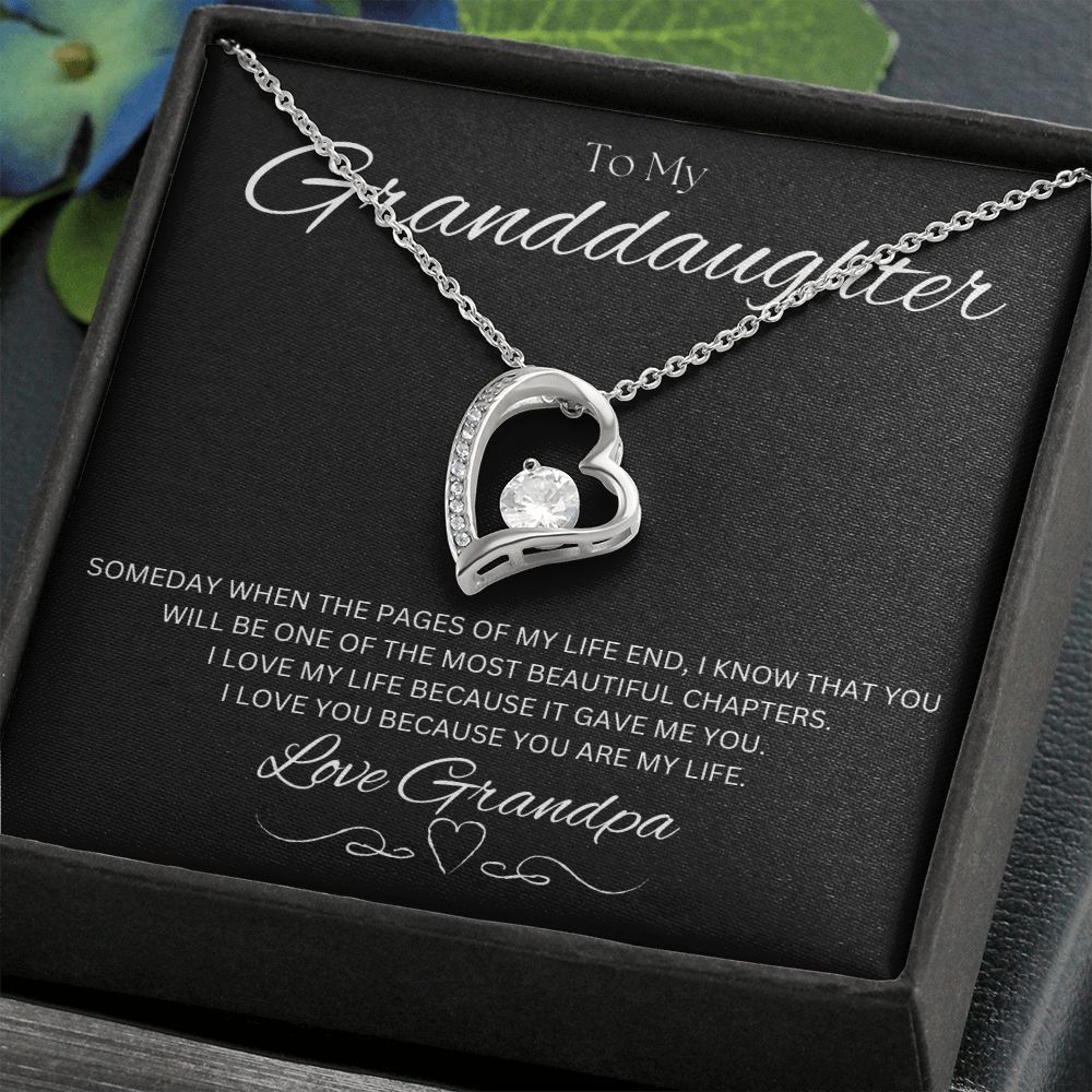 TO MY GRANDDAUGHTER - Love Grandpa - Forever Love Necklace (Black background)