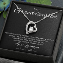 TO MY GRANDDAUGHTER - Love Grandpa - Forever Love Necklace (Black background)