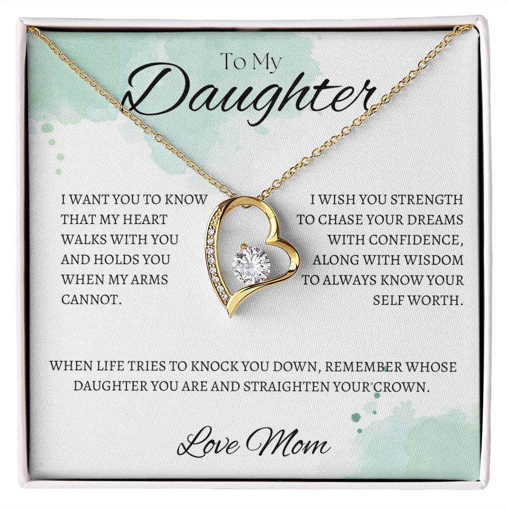 TO MY DAUGHTER - Love Mom - Forever Love Necklace (White & watercolor background)