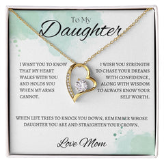 TO MY DAUGHTER - Love Mom - Forever Love Necklace (White & watercolor background)