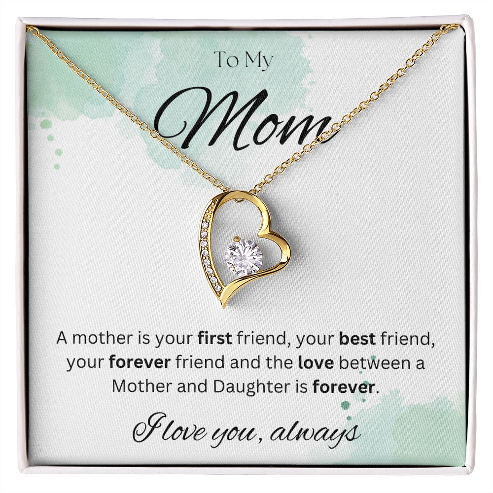 TO MY MOM - I love you always - Forever Love Necklace (White & watercolor background)