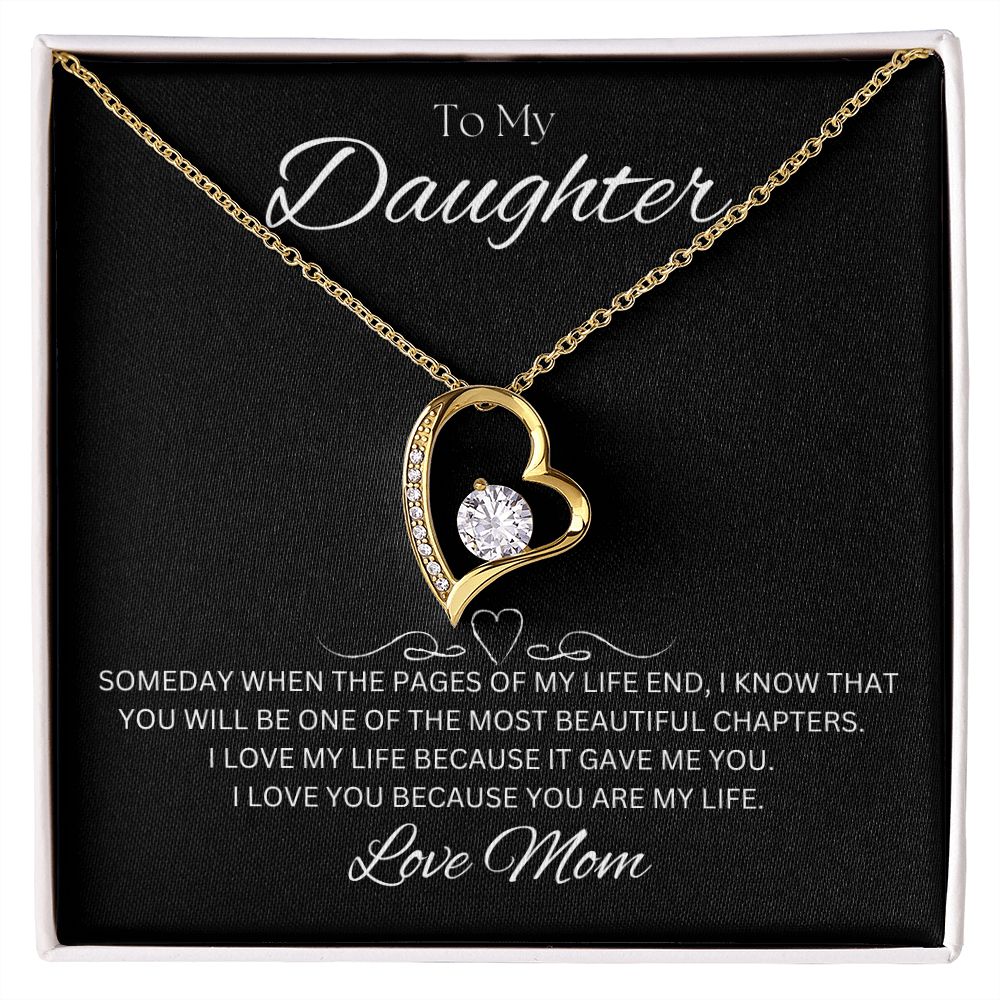 TO MY DAUGHTER - Love Mom - Forever Love Necklace (Black background)