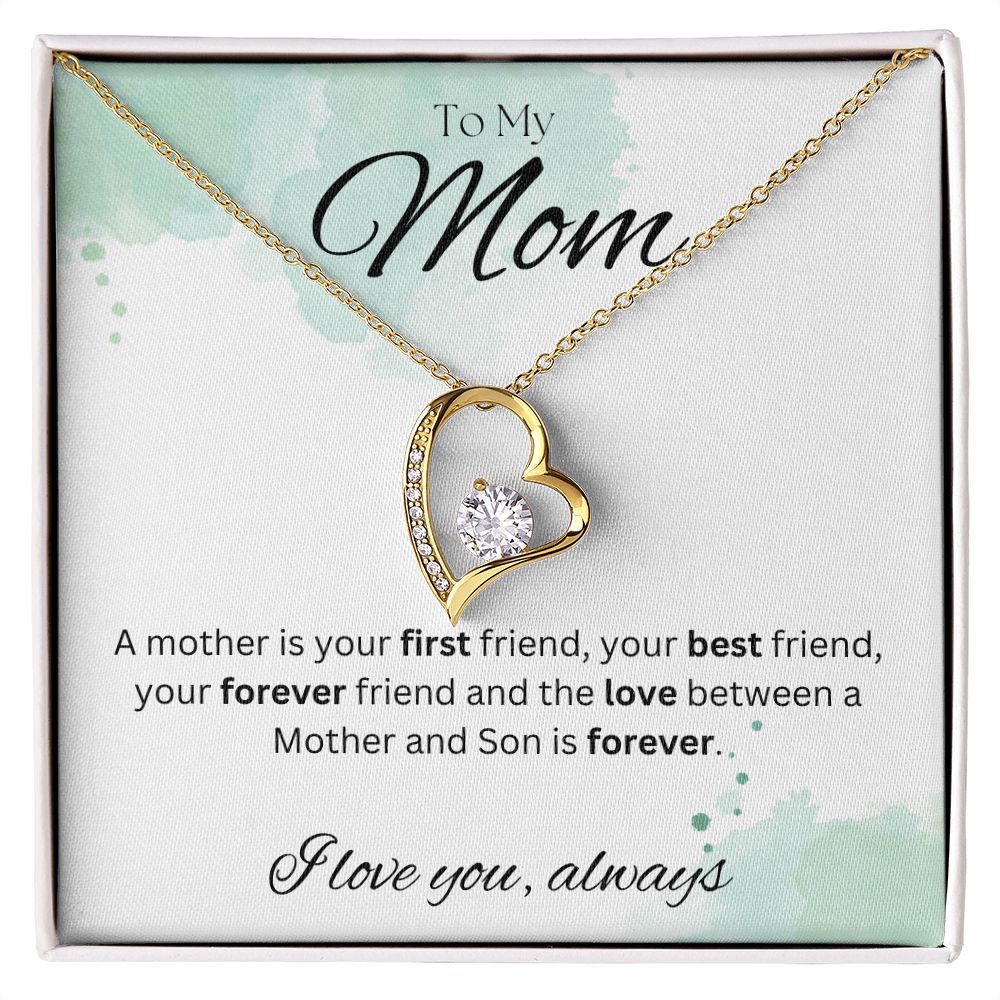 TO MY MOM - Between a Mother and Son - Forever Love Necklace (White & watercolor background)
