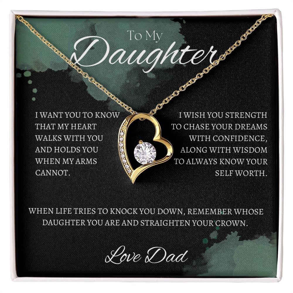 TO MY DAUGHTER - Love Dad - Forever Love Necklace (Black & watercolor background)