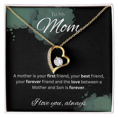 TO MY MOM - Between a Mother and Son - Forever Love Necklace (Black & watercolor background)