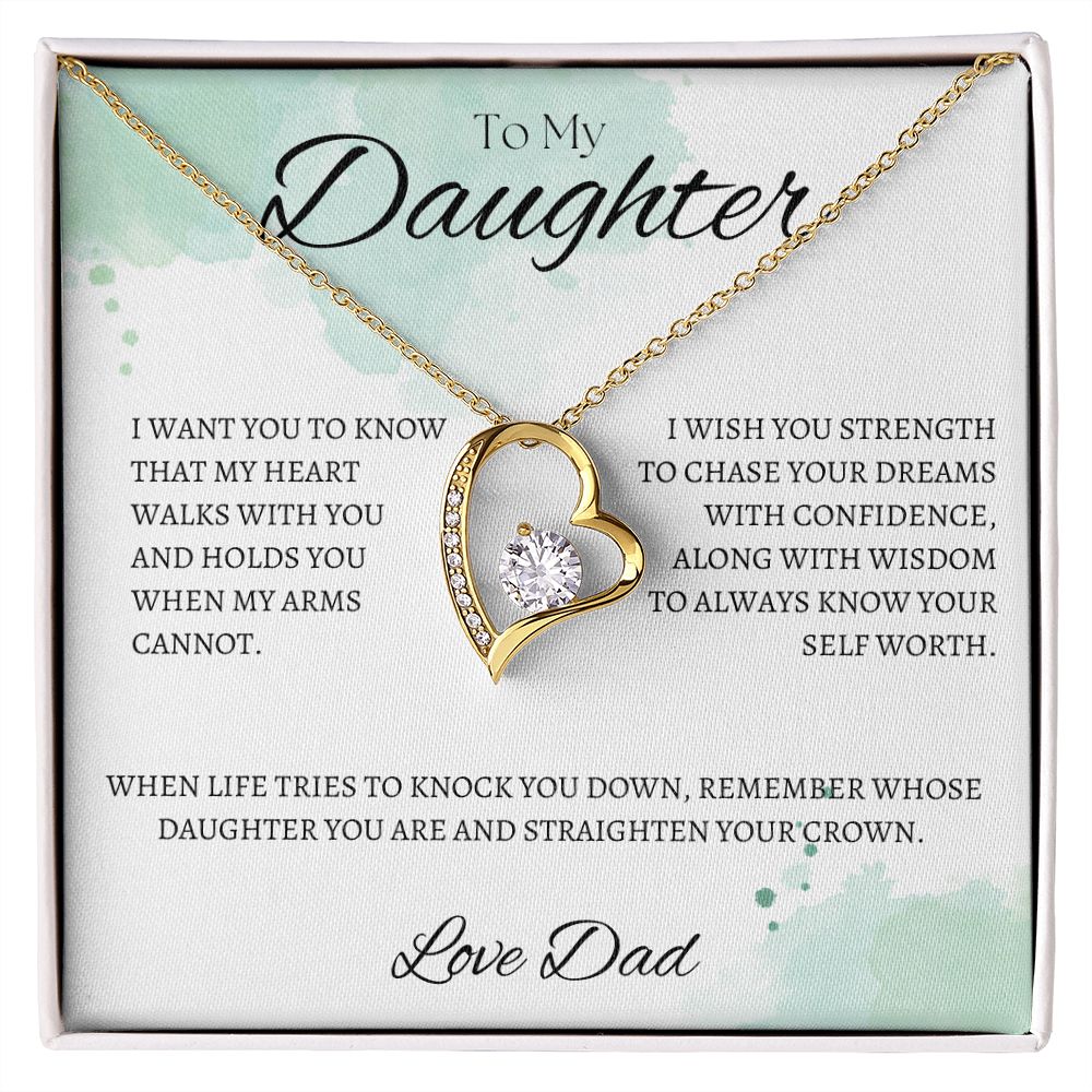 TO MY DAUGHTER - Love Dad - Forever Love Necklace (White & watercolor background)
