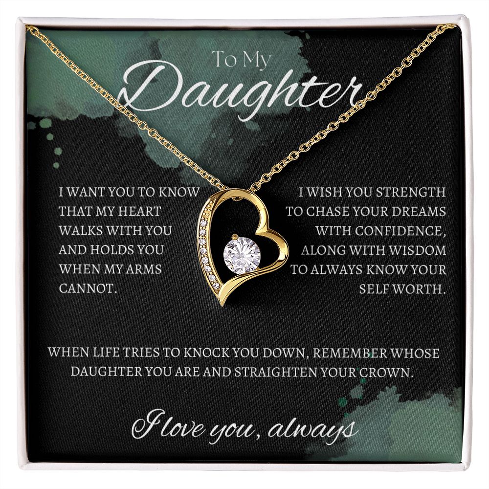 TO MY DAUGHTER - I love you always - Forever Love Necklace (Black & watercolor background)