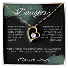 TO MY DAUGHTER - I love you always - Forever Love Necklace (Black & watercolor background)