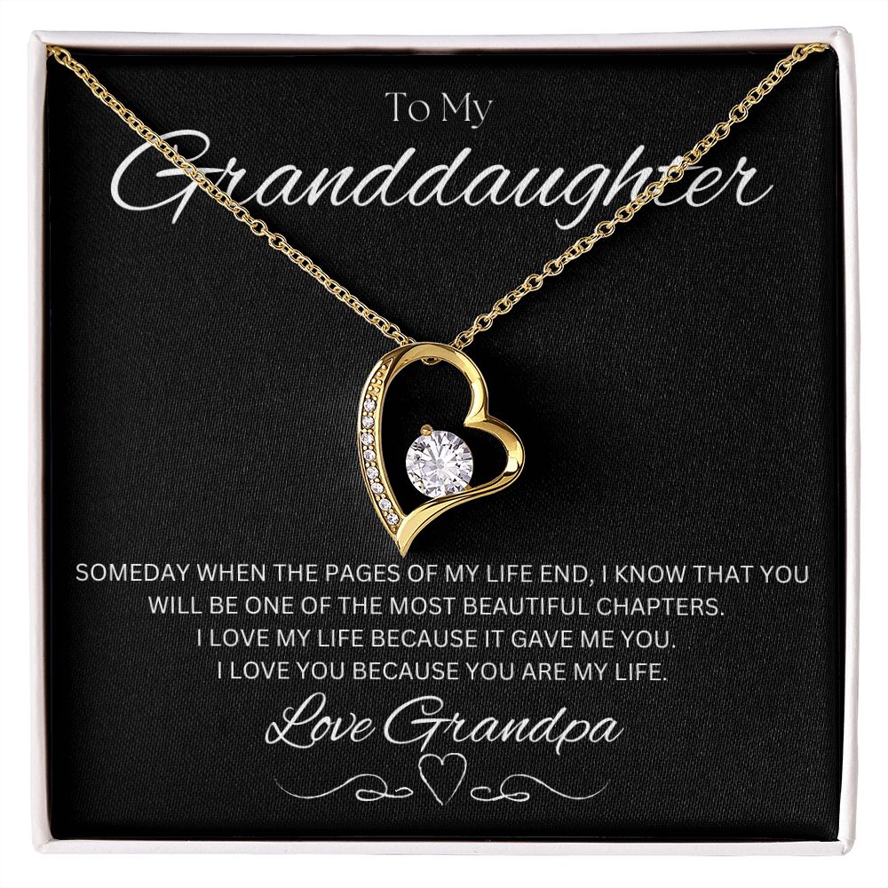 TO MY GRANDDAUGHTER - Love Grandpa - Forever Love Necklace (Black background)