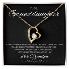 TO MY GRANDDAUGHTER - Love Grandpa - Forever Love Necklace (Black background)