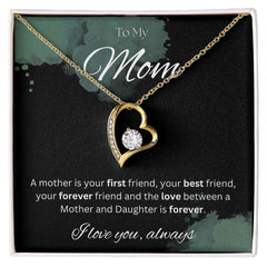 TO MY MOM - I love you always - Forever Love Necklace (Black & watercolor background)