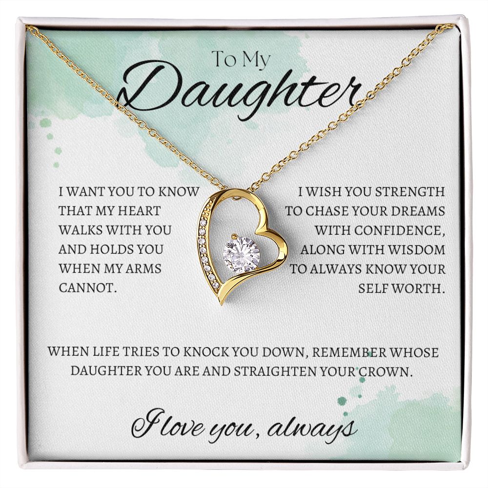 TO MY DAUGHTER - I love you always - Forever Love Necklace (White & watercolor background)