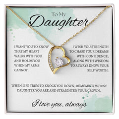 TO MY DAUGHTER - I love you always - Forever Love Necklace (White & watercolor background)