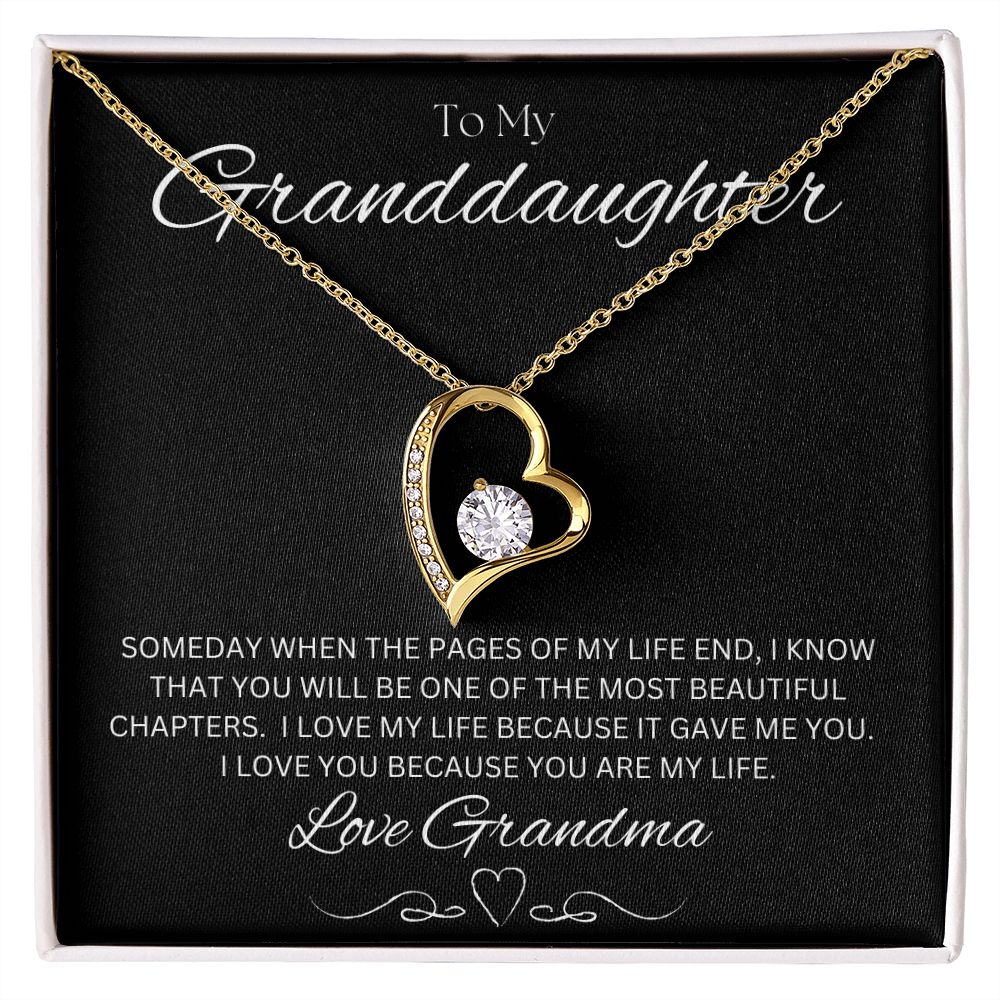 TO MY GRANDDAUGHTER - Love Grandma - Forever Love Necklace (Black background)