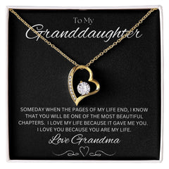 TO MY GRANDDAUGHTER - Love Grandma - Forever Love Necklace (Black background)
